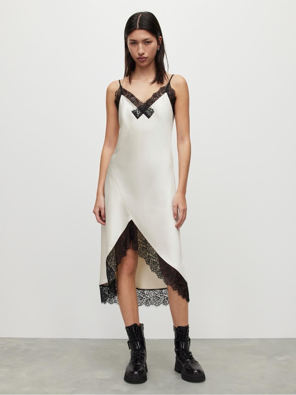 AllSaints Praia Lace Trim Midi Slip Dress
IVORY WHITE